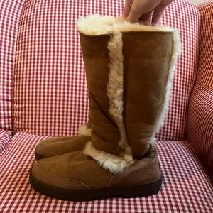 Tan Suede With Cream Fuzzy Trim/Lining UGG Boots